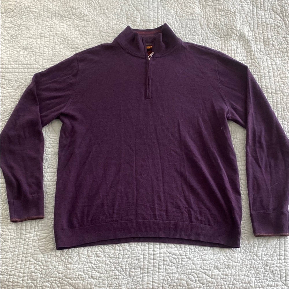 Robert Graham Purple Zip Up Sweater with Stand-Up Collar